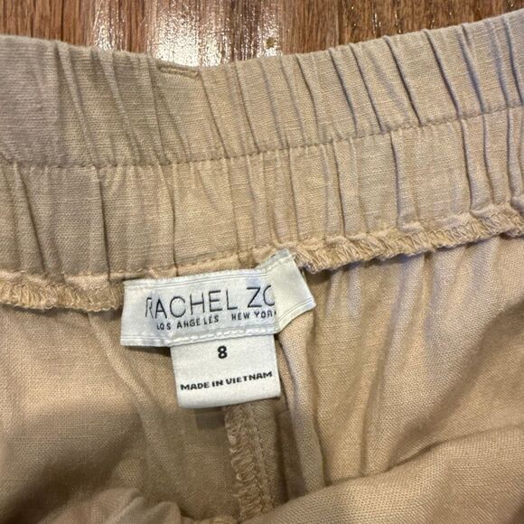 Rachel Zoe Linen tan cropped cargo pants size 8 - Picture 3 of 10